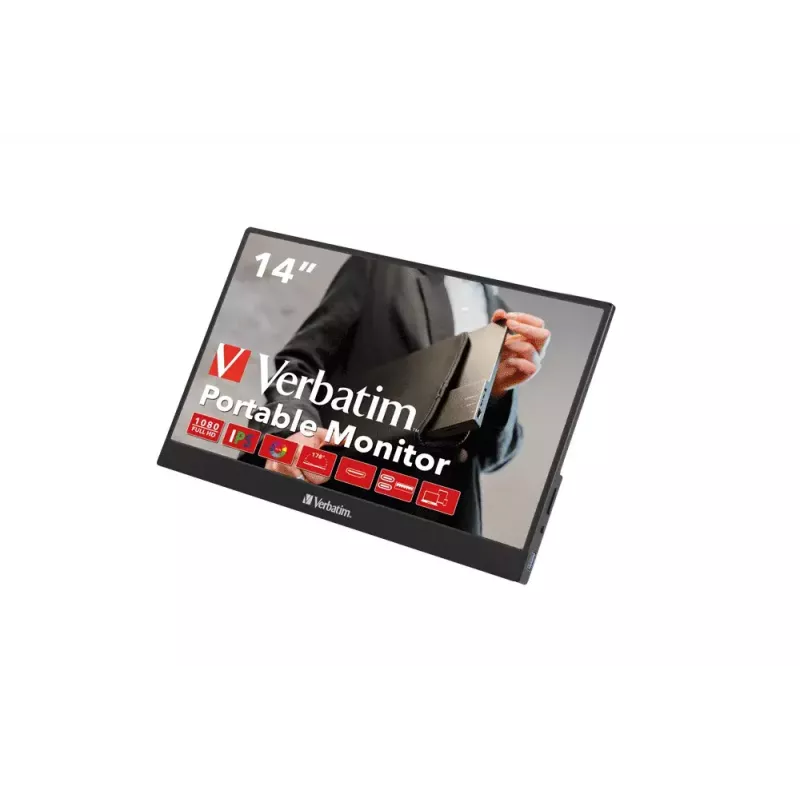 Verbatim 49590 datora monitors 35,6 cm (14 collas) 1920 x 1080 pikseļi Full HD LCD melns