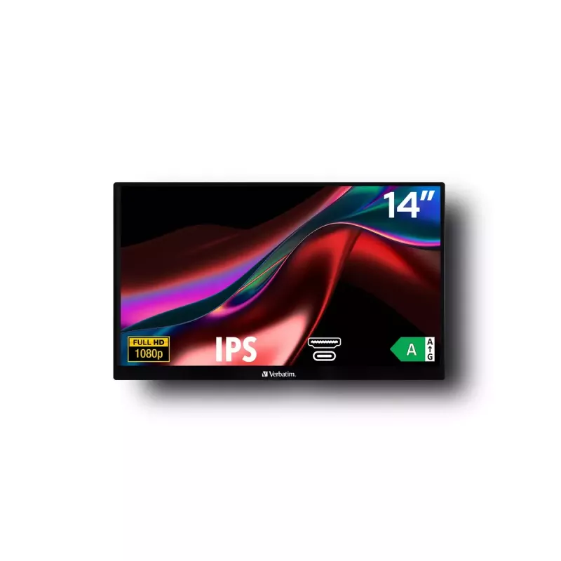 Verbatim 49590 datora monitors 35,6 cm (14 collas) 1920 x 1080 pikseļi Full HD LCD melns