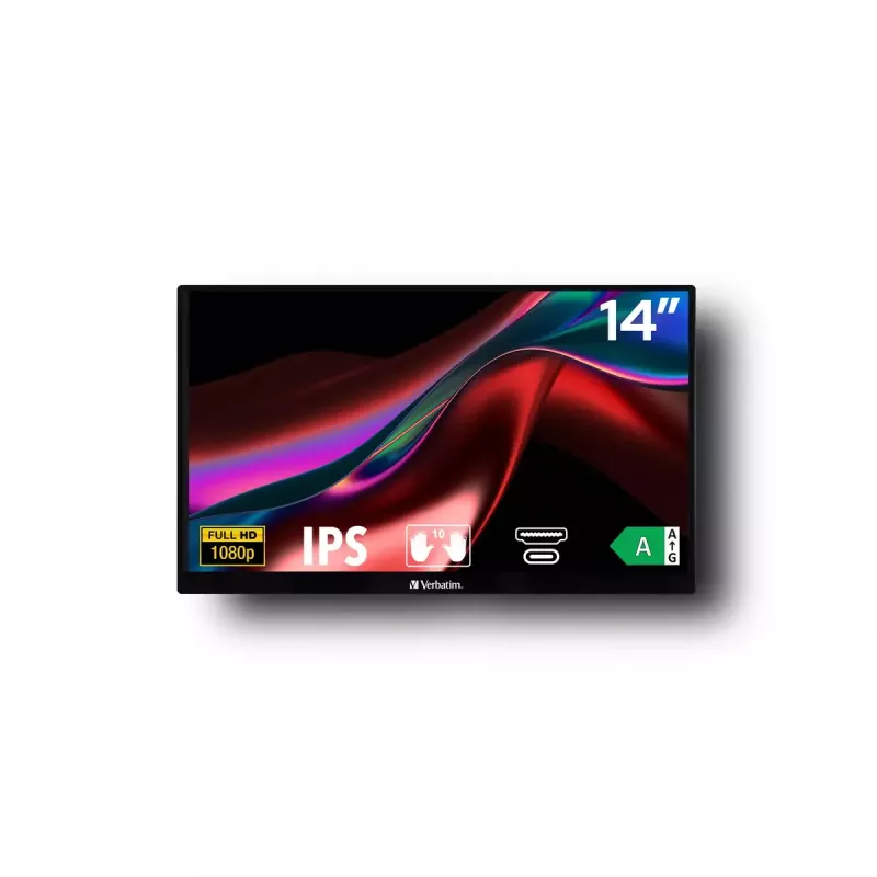 Verbatim 49591 datora monitors 35,6 cm (14 collas) 1920 x 1080 pikseļi Full HD LCD skārienjutīgs Melns