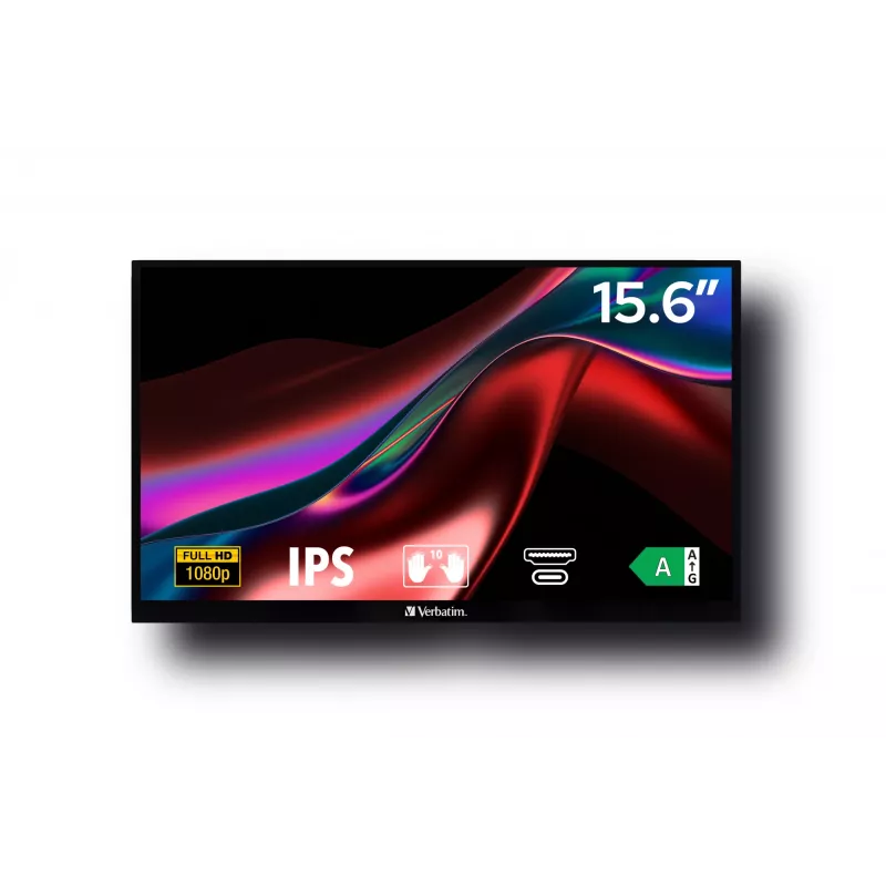 Verbatim 49592 datora monitors 39,6 cm (15,6 collas) 1920 x 1080 pikseļi Full HD LCD Skārienjūtīgs Melns