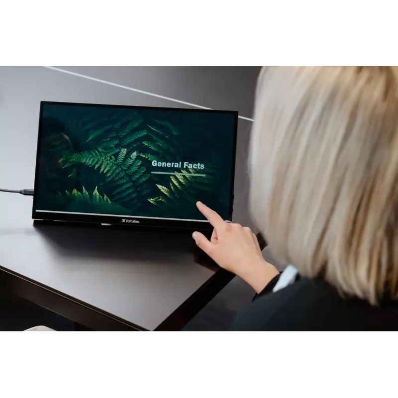 Verbatim 49592 datora monitors 39,6 cm (15,6 collas) 1920 x 1080 pikseļi Full HD LCD Skārienjūtīgs Melns