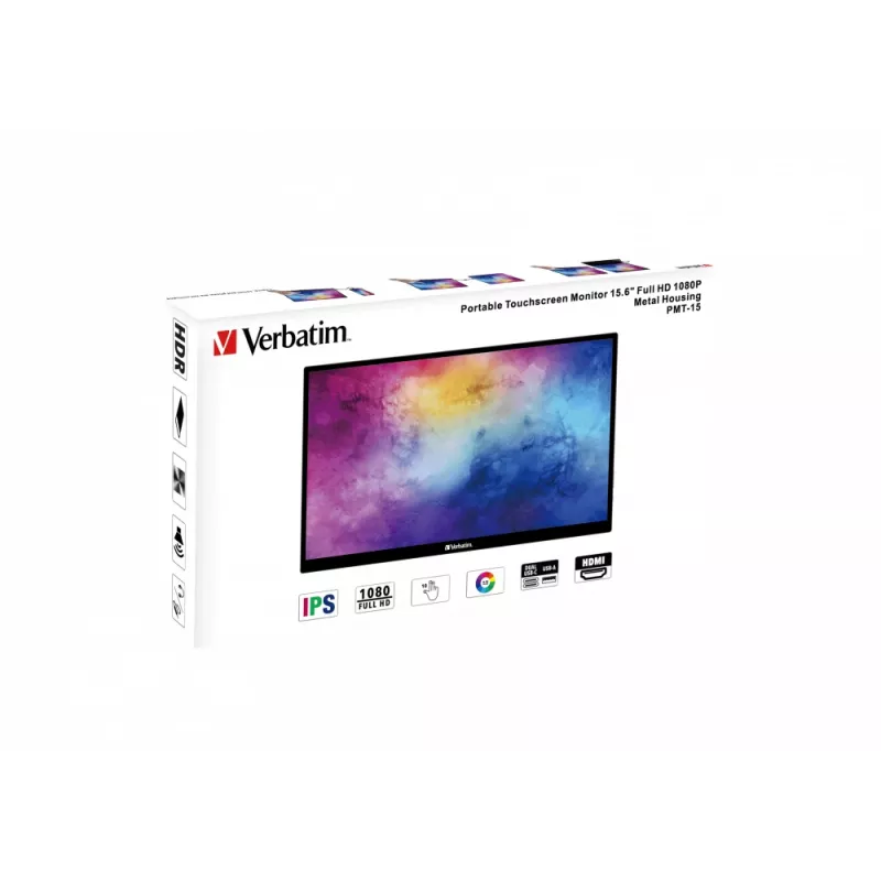 Verbatim 49592 datora monitors 39,6 cm (15,6 collas) 1920 x 1080 pikseļi Full HD LCD Skārienjūtīgs Melns