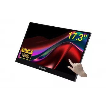 Verbatim 49593 datora monitors 43,9 cm (17,3 collas) 1920 x 1080 pikseļi Full HD LCD skārienjūtīgs melns