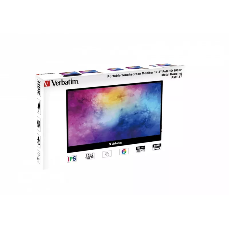 Verbatim 49593 datora monitors 43,9 cm (17,3 collas) 1920 x 1080 pikseļi Full HD LCD skārienjūtīgs melns