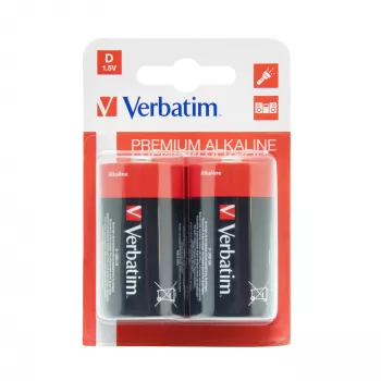 Verbatim D sārma baterijas, vienreizējās lietošanas baterija, sārma, 1.5 V, 2 gab., daudzkrāsaina, 34.2 mm