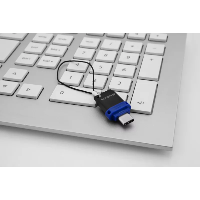 Verbatim Dual - USB 3.0 disks 64 GB - USB-C / USB-A - zils, 64 GB, USB Type-A / USB Type-C, 3.2 Gen 1 (3.1 Gen 1), bez vāciņa, 3,6 g, melns, zils, sudraba