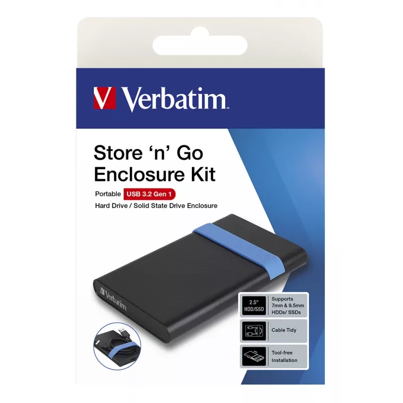 Verbatim Store'N'Go korpusa komplekts HDD/SSD korpuss Melna, Zila 2,5 collas