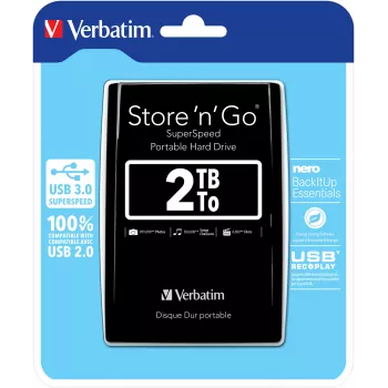 Verbatim Store 'n' Go USB 3.0 pārnēsājamais cietais disks 2TB melns