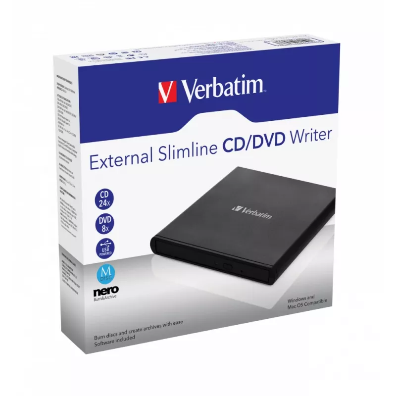 Verbatim External Slimline CD/DVD Writer optiskais diskdzinis DVD±RW melns