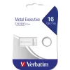 USB zibatmiņa VERBATIM Metal Executive 16 GB, USB 2.0 Type-A, sudrabota, bez vāciņa