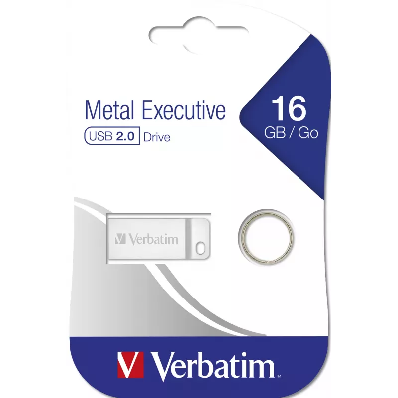 USB zibatmiņa VERBATIM Metal Executive 16 GB, USB 2.0 Type-A, sudrabota, bez vāciņa