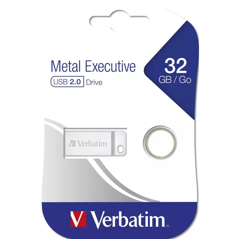 Verbatim Metal Executive - USB disks 32 GB - Sudraba krāsa, 32 GB, USB Type-A, 2.0, bez vāciņa, 3,6 g, Sudraba krāsa
