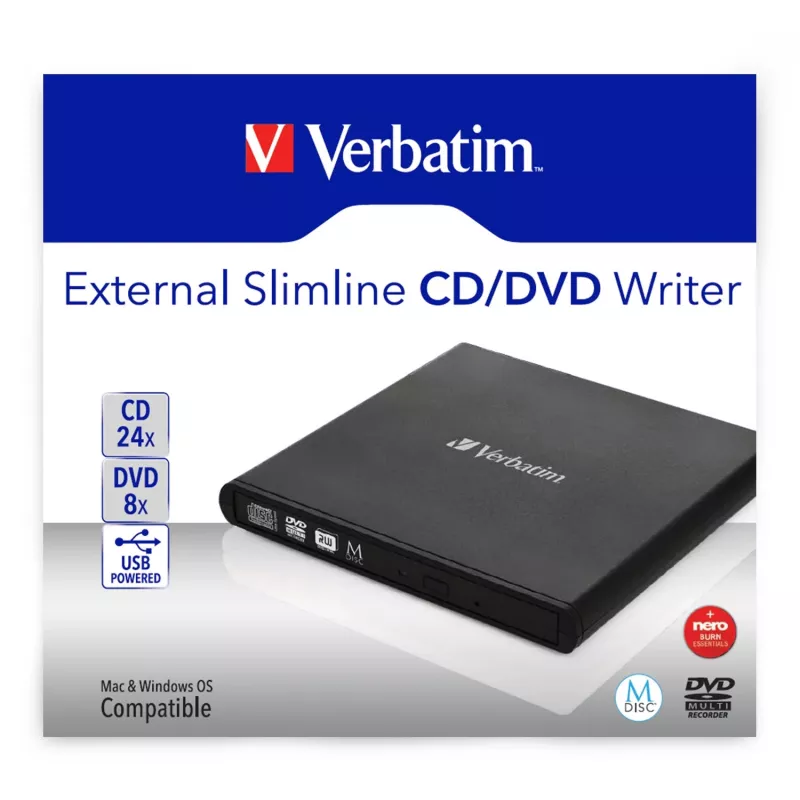 Verbatim Slimline CD/DVD optiskais diskdzinis DVD-RW melns
