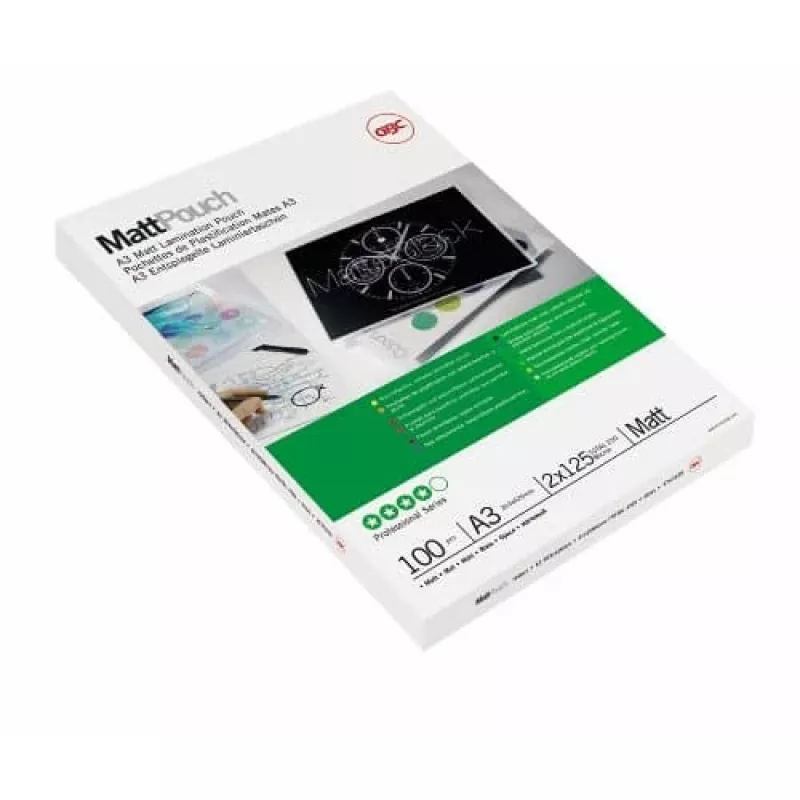GBC laminēšanas plēves A3, matētas, 125 mikroni, matēta apdare, balta, A3, 0,25 mm, 303 mm, 426 mm