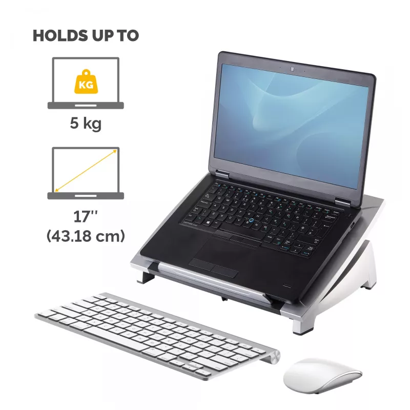Fellowes Office Suites portatīvā datora pacēlājs, melns, 43,2 cm (17 collas), 5 kg, 140–190 mm, 382 mm, 290 mm