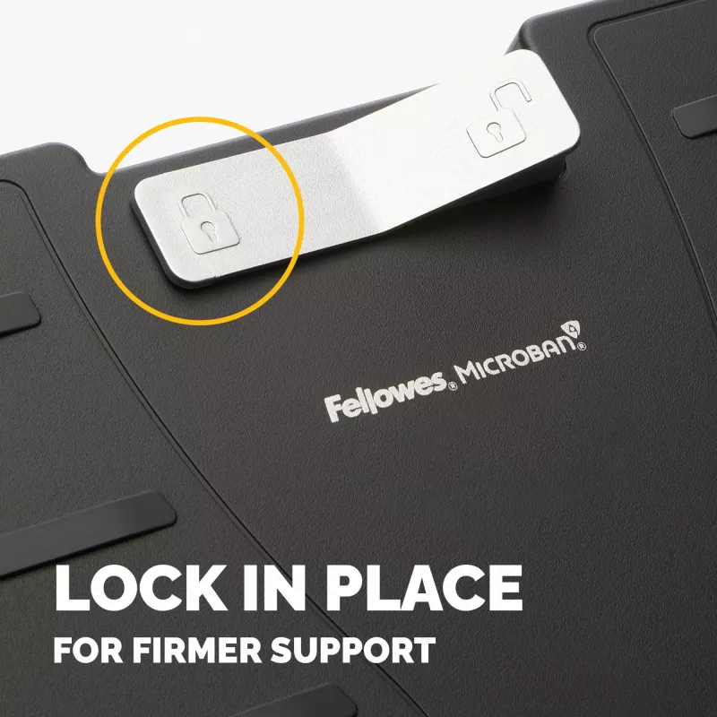 Fellowes Kāju balsts zem galda - Office Suites zem galda kāju balsts, ergonomisks kāju balsts ar 3 augstuma regulēšanas pozīcijām un antibakteriālu tehnoloģiju - Kāju balsta krēsls birojam un mājām - Melns