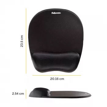 Fellowes peles paklājiņš ar plaukstas balstu, atmiņas putu peles paliktnis, ergonomisks peles paklājiņš, melns