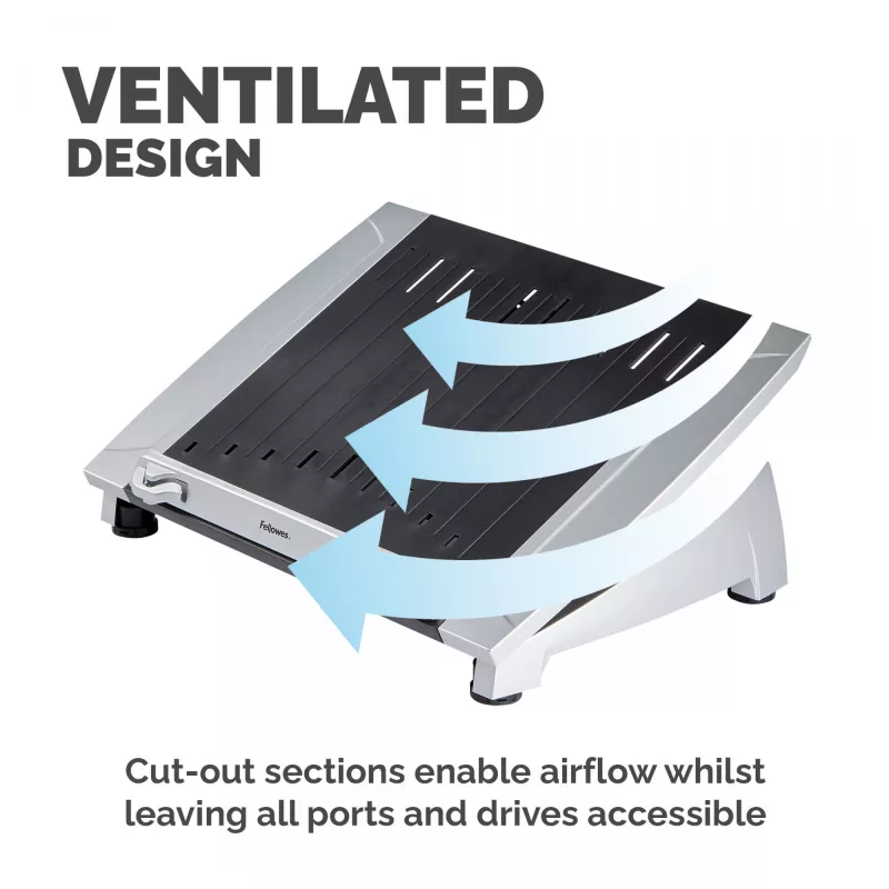 Fellowes klēpjdatora statīvs galdam - Office Suites Plus regulējams klēpjdatora statīvs mājas un biroja lietošanai - klēpjdatora pacēlājs ar 5 augstuma regulējumiem - maksimālais monitora izmērs 17 collas, maksimālais svars 5 kg - melns/sudrabains