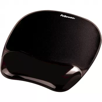 Peļu paliktnis Fellowes Crystals Gel ar gēla plaukstas balstu, melns, 202×230 mm, 340 g