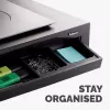Fellowes datoru monitora statīvs ar 3 augstuma regulēšanas pozīcijām - Designer Suites monitoru paaugstinājums ar glabāšanas paplāti - Ergonomisks regulējams monitora statīvs datoriem - Maksimālais svars 18 kg / maksimālais izmērs 21 colla - melns/pērļains