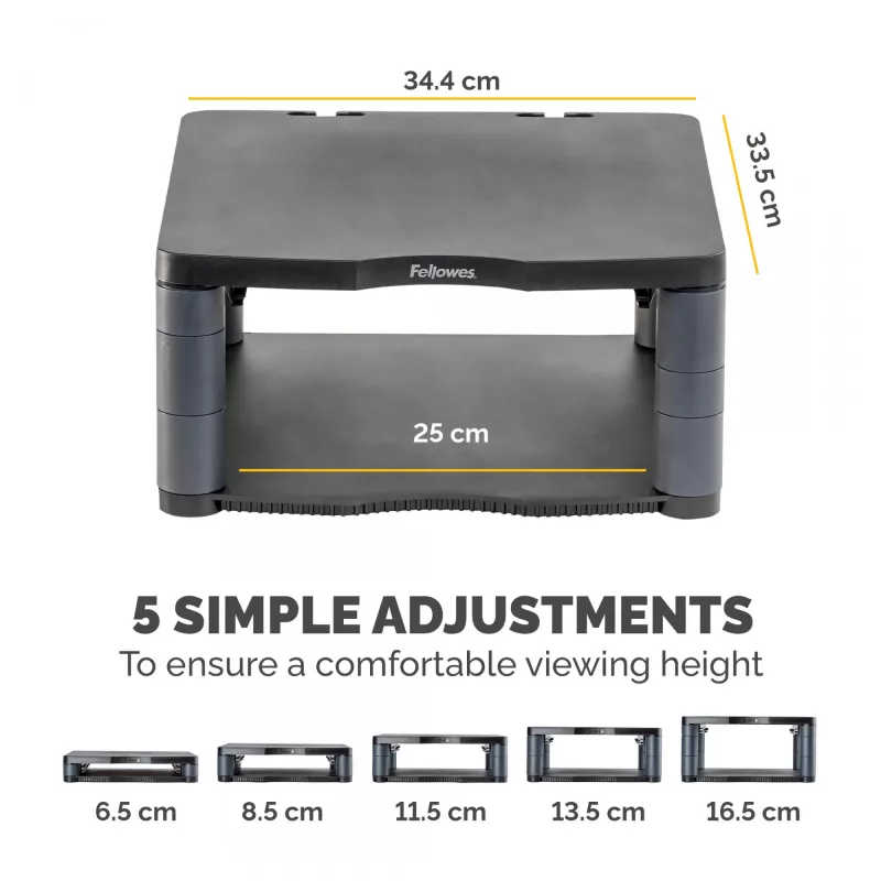 Fellowes Premium Monitor Riser Graphite, brīvi stāvošs, 36 kg, 53,3 cm (21 collas), augstuma regulēšana, grafīta krāsā