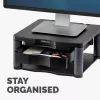 Fellowes Computer Monitor Stand with 3 Height Adjustments - Premium Monitor Riser Plus with kabelis Management - Ergonomic Adjustable Monitor Stand for Computers - Max Weight 36KG/Max Size 21 inch - Graphite