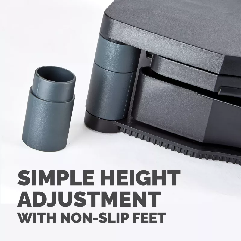 Fellowes Computer Monitor Stand with 3 Height Adjustments - Premium Monitor Riser Plus with kabelis Management - Ergonomic Adjustable Monitor Stand for Computers - Max Weight 36KG/Max Size 21 inch - Graphite