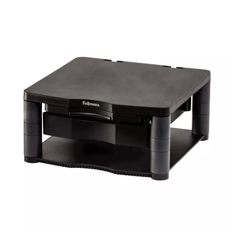 Fellowes Computer Monitor Stand with 3 Height Adjustments - Premium Monitor Riser Plus with kabelis Management - Ergonomic Adjustable Monitor Stand for Computers - Max Weight 36KG/Max Size 21 inch - Graphite