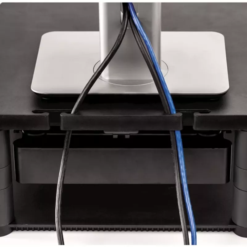 Fellowes Computer Monitor Stand with 3 Height Adjustments - Premium Monitor Riser Plus with kabelis Management - Ergonomic Adjustable Monitor Stand for Computers - Max Weight 36KG/Max Size 21 inch - Graphite