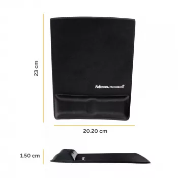Fellowes pele Mat Wrist Support - Health-V peļu paliktnis ar antibakteriālu aizsardzību - ergonomisks peļu paliktnis datoram, klēpjdatoram, mājas biroja lietošanai - melns
