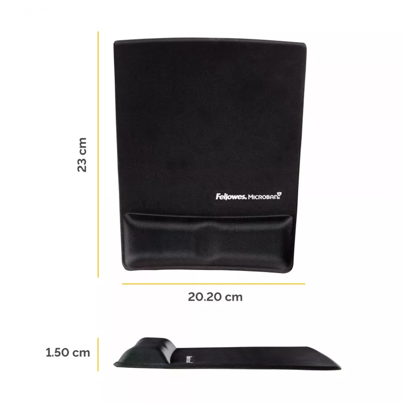 Fellowes pele Mat Wrist Support - Health-V peļu paliktnis ar antibakteriālu aizsardzību - ergonomisks peļu paliktnis datoram, klēpjdatoram, mājas biroja lietošanai - melns