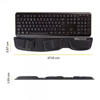 Fellowes tastatūra Wrist Rest - Health-V plaukstas balsts ar antibakteriālu aizsardzību - ergonomisks plaukstas balsts datoriem, klēpjdatoriem, mājas biroja lietošanai - melna