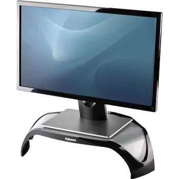 Fellowes datora monitora statīvs ar 3 augstuma regulējumiem - Smart Suites monitora pacēlājs - ergonomisks regulējams monitora statīvs datoriem - maksimālais svars 10 kg/maks. izmērs 21 colla - melns