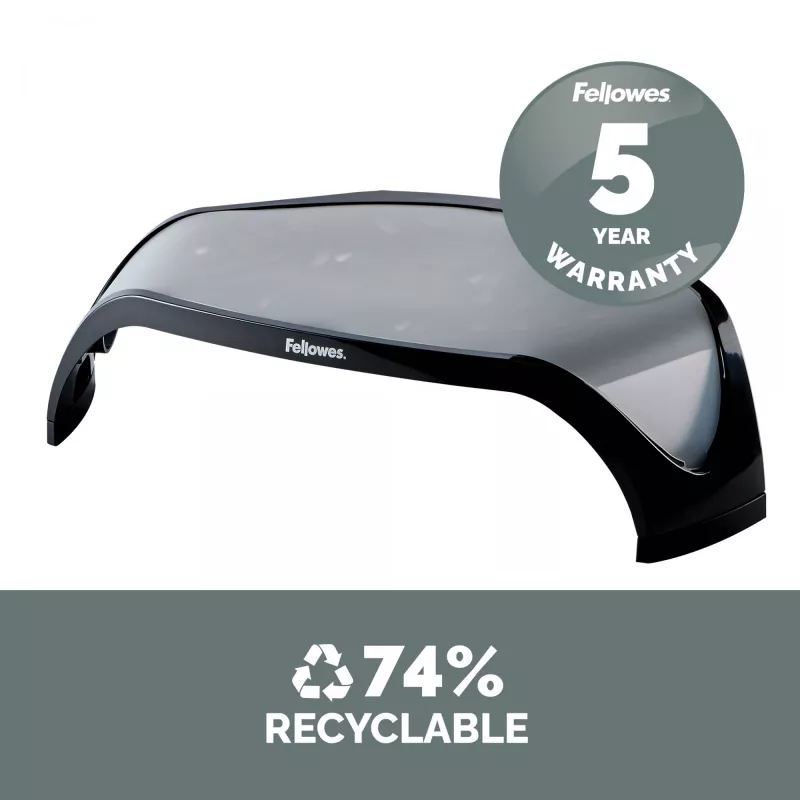 Fellowes datora monitora statīvs ar 3 augstuma regulējumiem - Smart Suites monitora pacēlājs - ergonomisks regulējams monitora statīvs datoriem - maksimālais svars 10 kg/maks. izmērs 21 colla - melns