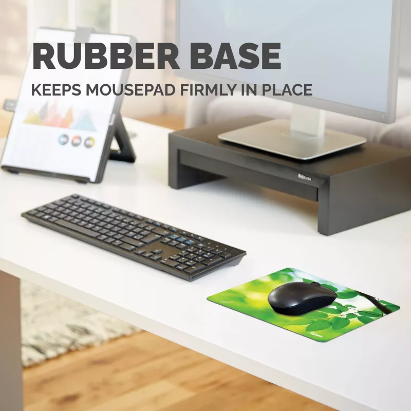 Fellowes Earth Series pelu paliktnis Leaves, zaļš, attēls, plastmasa, gumija, neslīdoša pamatne