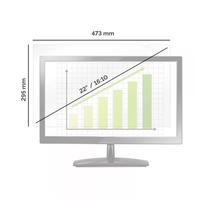 Fellowes PrivaScreen privātuma filtrs, 55,9 cm (22 collas), 16:10, monitors, bezrāmja displeja privātuma filtrs, pretatspīduma, privātums, 110 g