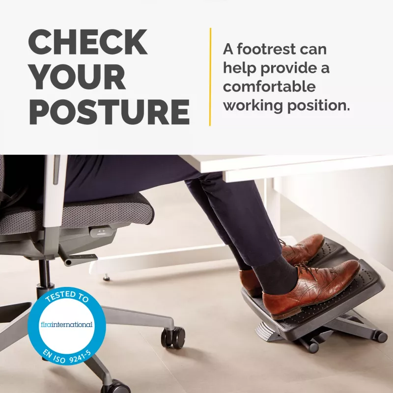 Fellowes kāju balsts zem galda - Professional Series Ultimate Foot Support ergonomisks kāju balsts ar 3 augstuma regulējumiem un masāžas virsmu - kāju balsts birojam un mājām - melns