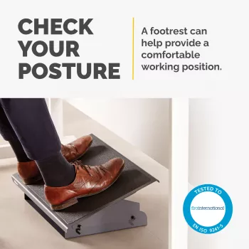 Fellowes kāju balsts zem rakstāmgalda — Professional Series kāju balsts, ergonomisks ar 3 regulējamiem augstumiem un neslīdošu platformas virsmu — birojam un mājām, melns