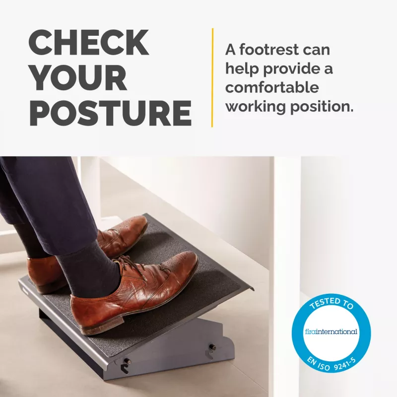 Fellowes kāju balsts zem rakstāmgalda — Professional Series kāju balsts, ergonomisks ar 3 regulējamiem augstumiem un neslīdošu platformas virsmu — birojam un mājām, melns