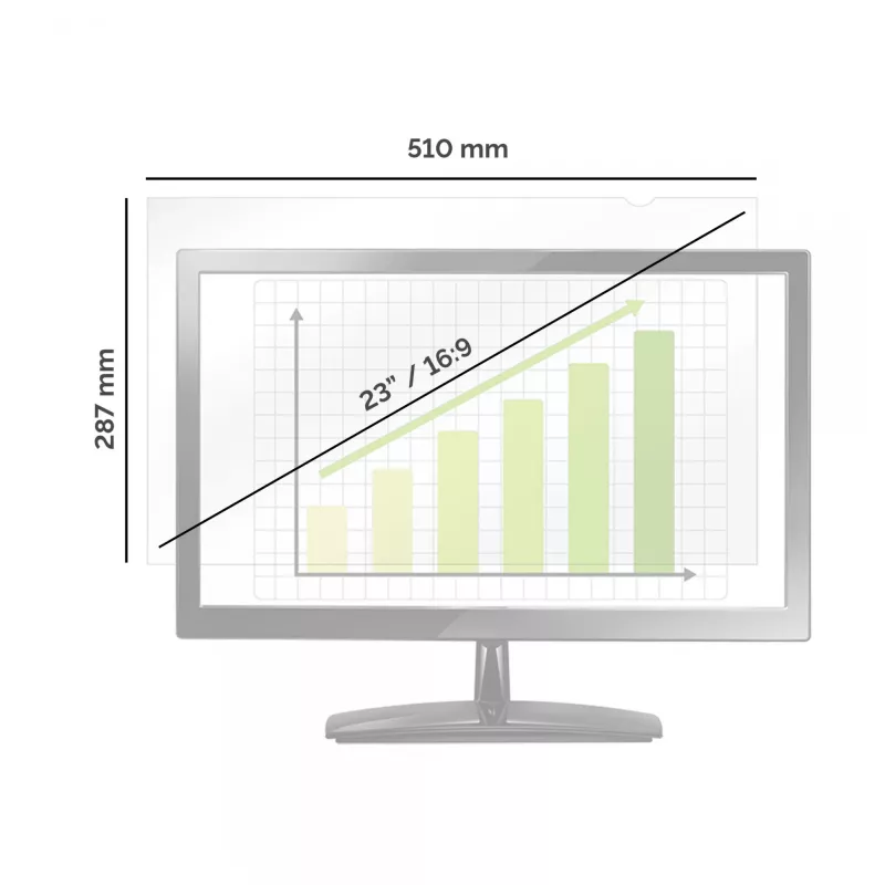 Fellowes 23 collu platekrāna-PrivaScreen privātuma filtrs, 58,4 cm (23 collas), 16:9, monitors, bezrāmja displeja privātuma filtrs, pretatspīduma, privātuma, 140 g