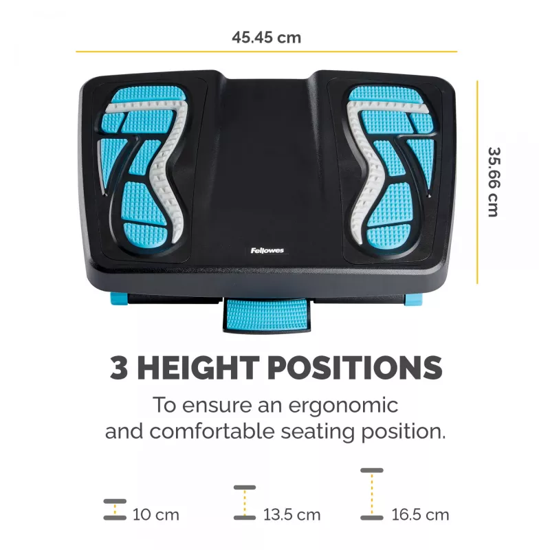 Fellowes kāju balsts zem rakstāmgalda - Energizer pēdu atbalsta ergonomiskais kāju balsts ar 3 augstuma regulēšanas pozīcijām un masāžas tekstūru virsmu - kāju balsta ķeblītis birojam un mājām - ogļu pelēks