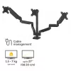 Fellowes Platinum Series trīskāršs monitora statīvs - Monitora stiprinājums trim 7 kg 27 collu ekrāniem - Regulējams trīskāršs monitora galda stiprinājums - Slīpums 45°, pagriešana 180°, grozīšana 360°, VESA 75 x 75/100 x 100 - Melns