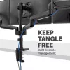 Fellowes Platinum Series trīskāršs monitora statīvs - Monitora stiprinājums trim 7 kg 27 collu ekrāniem - Regulējams trīskāršs monitora galda stiprinājums - Slīpums 45°, pagriešana 180°, grozīšana 360°, VESA 75 x 75/100 x 100 - Melns