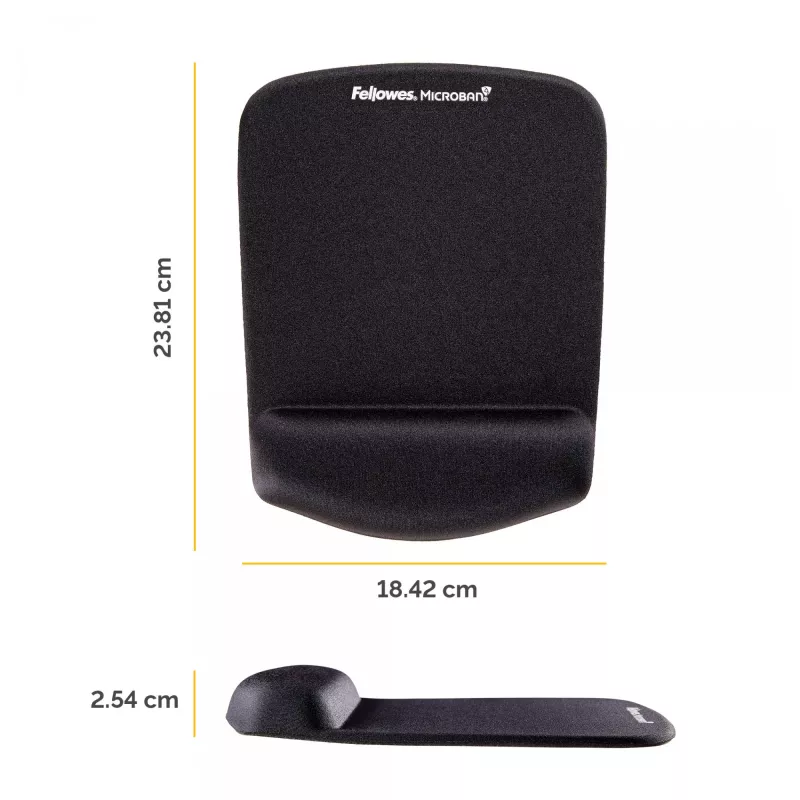 Fellowes pele Mat Wrist Support - PlushTouch pele Pad with Non Slip Rubber Base & Antibacterial Protection - Ergonomic pele Mat for Computer, Laptop, Home Office Use - Melns