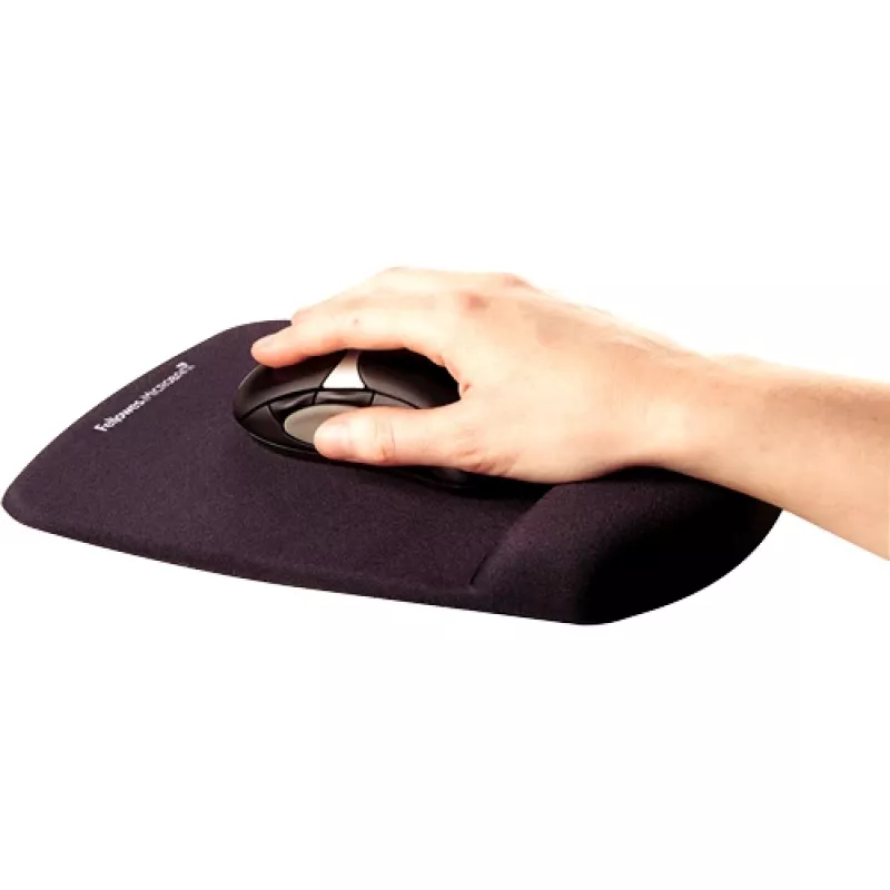 Fellowes pele Mat Wrist Support - PlushTouch pele Pad with Non Slip Rubber Base & Antibacterial Protection - Ergonomic pele Mat for Computer, Laptop, Home Office Use - Melns