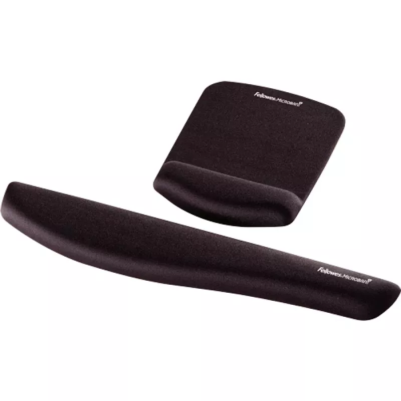 Fellowes pele Mat Wrist Support - PlushTouch pele Pad with Non Slip Rubber Base & Antibacterial Protection - Ergonomic pele Mat for Computer, Laptop, Home Office Use - Melns