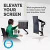 Fellowes Platinum sērijas dubultais kraušanas monitora kronšteins - monitora stiprinājums diviem 8 kg 27 collu ekrāniem - regulējams dubultā monitora galda stiprinājums - slīpums 45°, pagriešana 180°, grozāma 360°, VESA 75 x 75/100 x 100 - melns