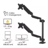 Fellowes Platinum sērijas dubultais kraušanas monitora kronšteins - monitora stiprinājums diviem 8 kg 27 collu ekrāniem - regulējams dubultā monitora galda stiprinājums - slīpums 45°, pagriešana 180°, grozāma 360°, VESA 75 x 75/100 x 100 - melns