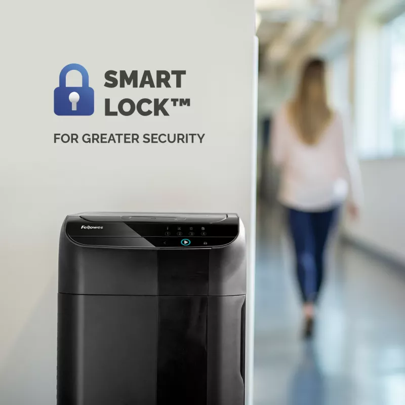 Fellowes Paper Shredder 350 Sheet Auto Feed Cross Cut Shredder AutoMax 350C Shredder ar 68 Litre Bin High Security P4