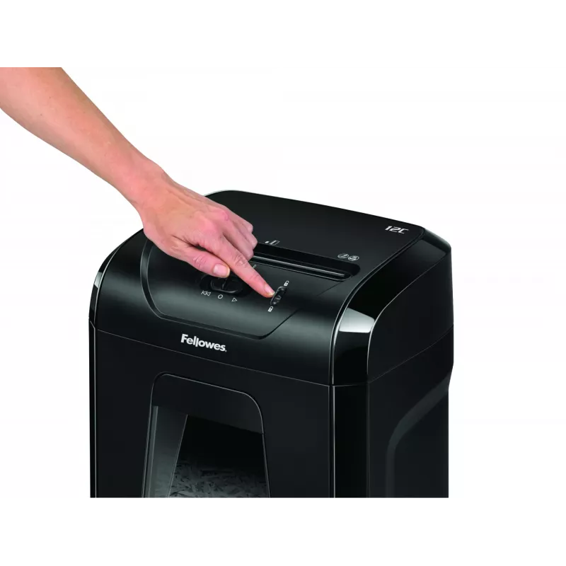 Papīra smalcinātājs Fellowes Powershred 12C, šķērsgriezuma smalcināšana, 22,5 cm, melns